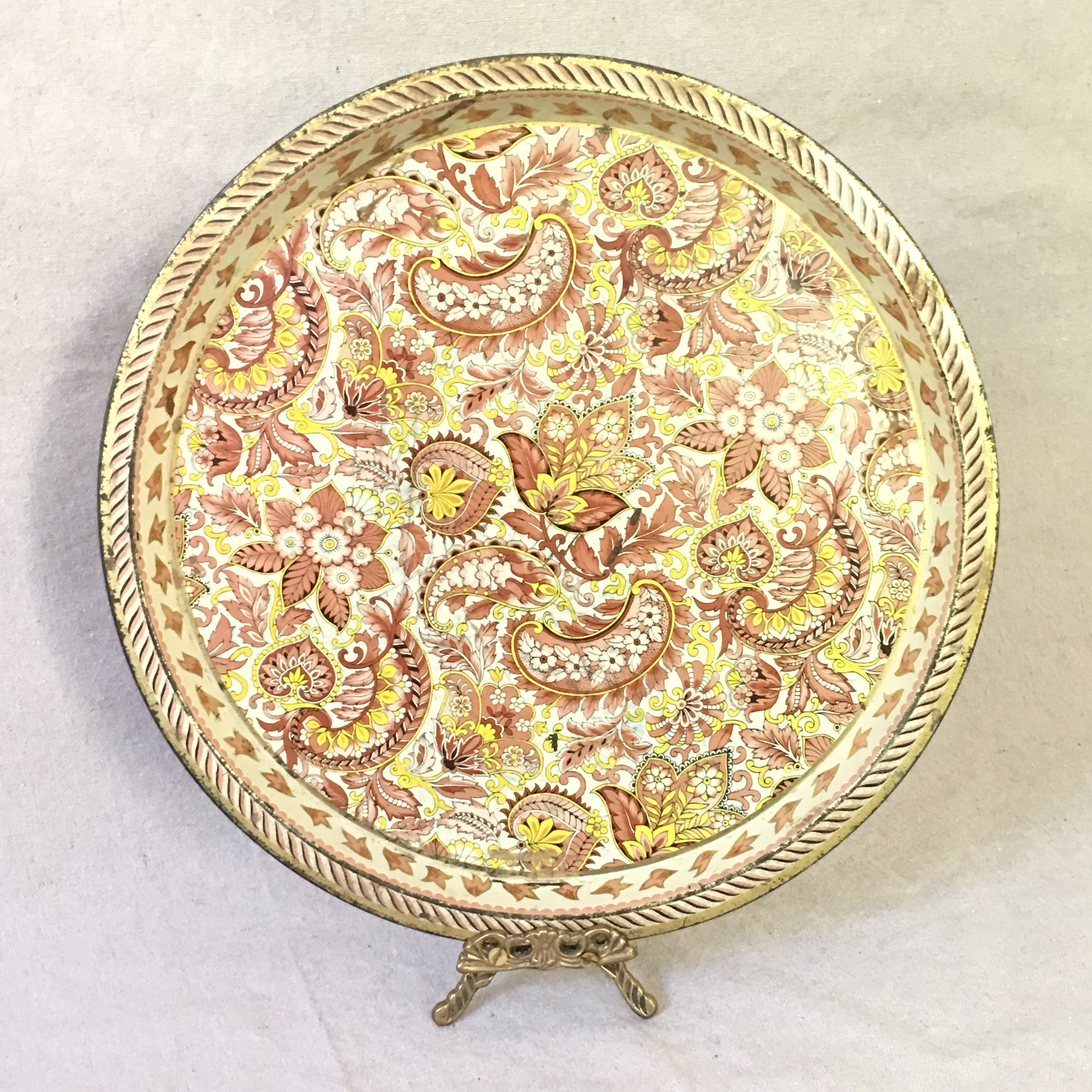 Yellow Metal Floral Tray