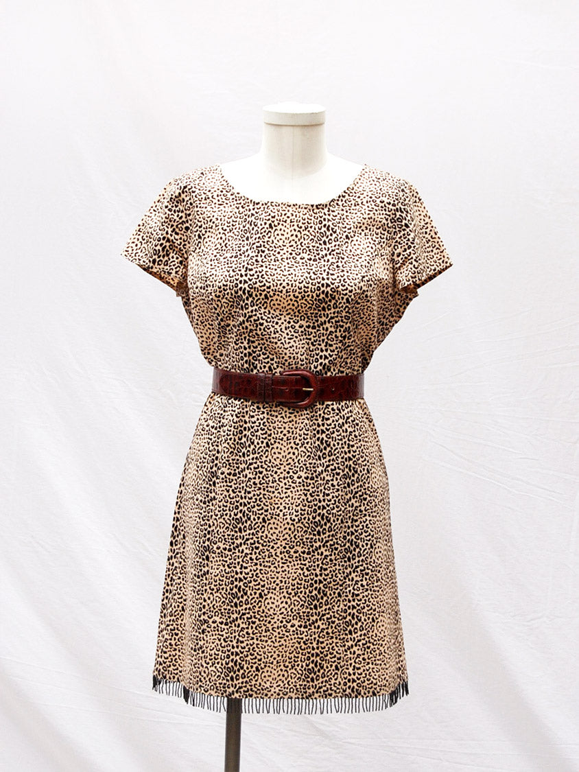 Leopard Dress with Beaded Fringe