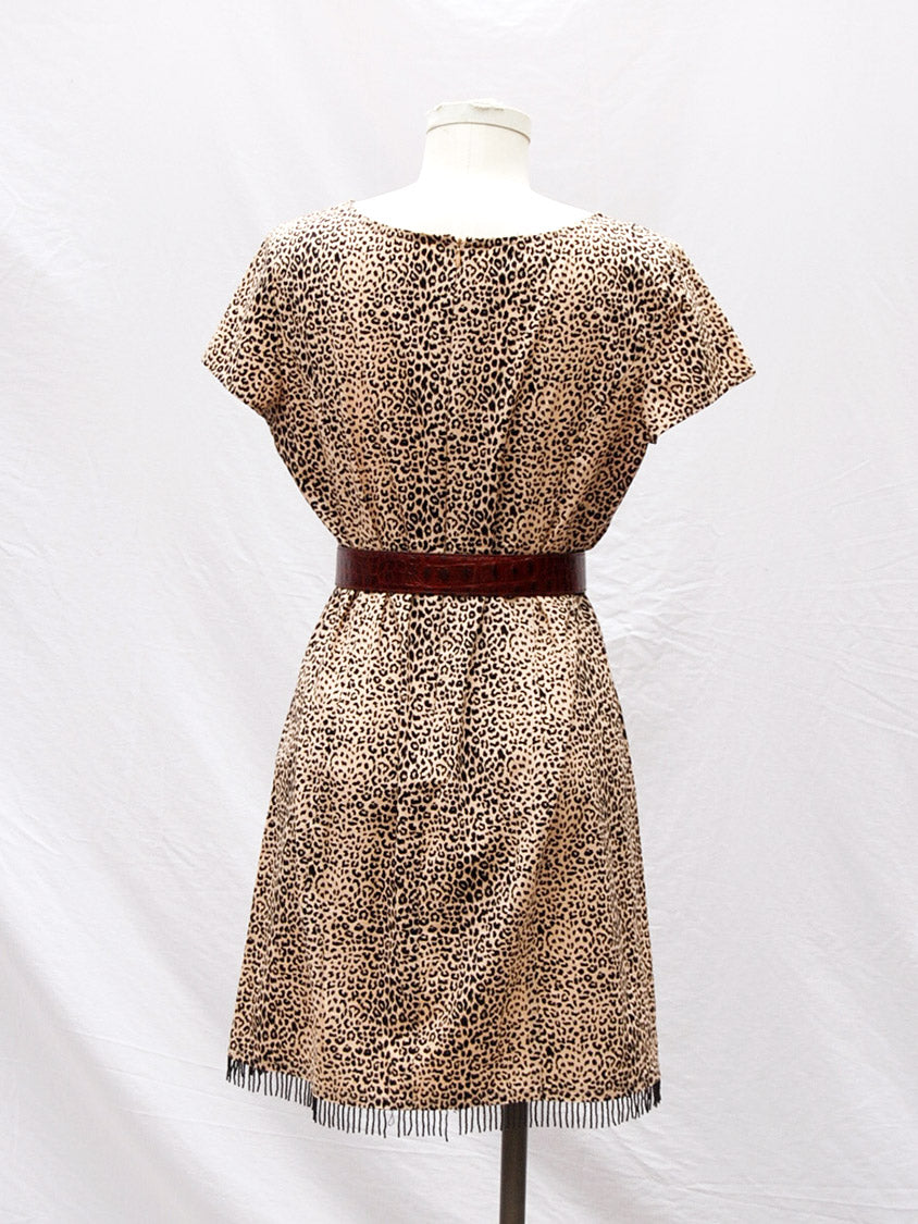 Leopard Dress with Beaded Fringe