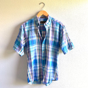 Plaid Shirt - Turq Short Sleeve