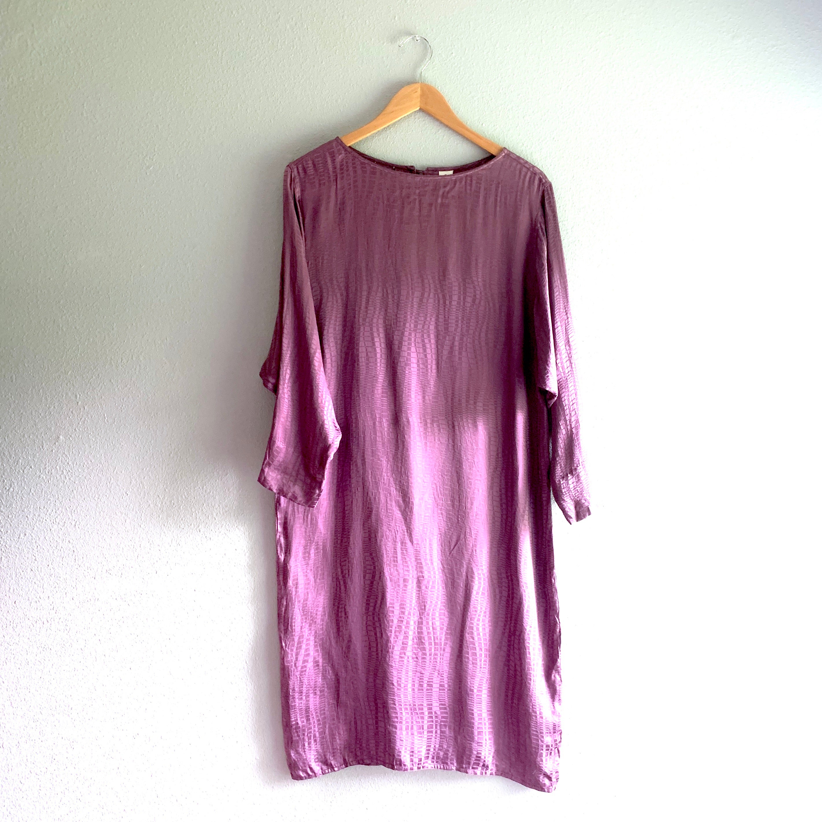 Purple Silk 3/4 Sleeve Dress