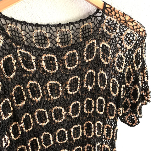 Black + Gold Crochet Top