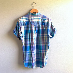 Plaid Shirt - Turq Short Sleeve