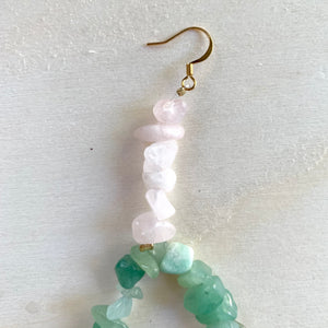 Avalanche Agate + Rose Earrings