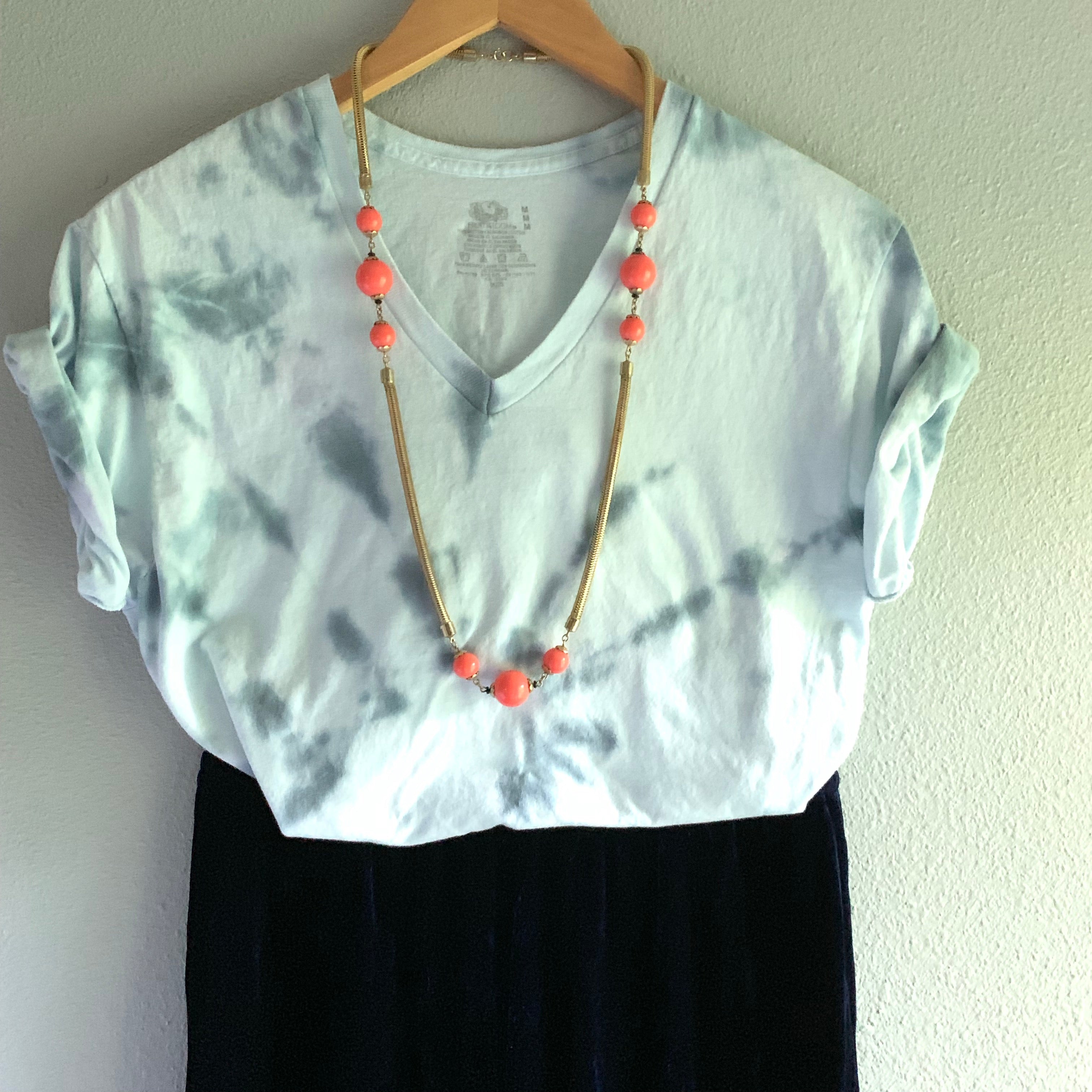 Vintage coral and snake chain necklace