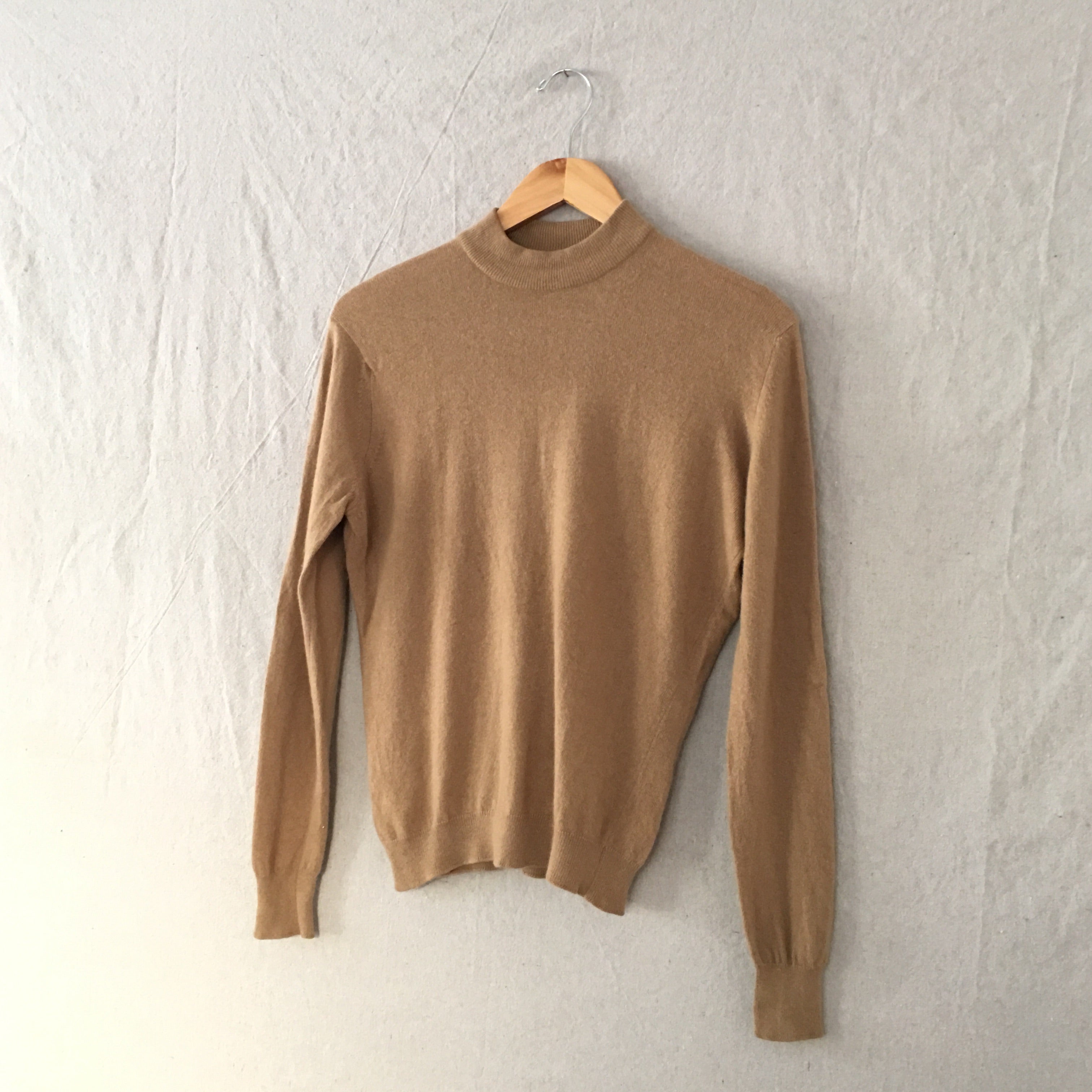 Camel Cashmere Mockneck Sweater