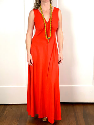 Coral Red Maxi Dress - S/M