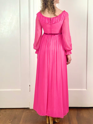 Pink Chiffon Dress - S
