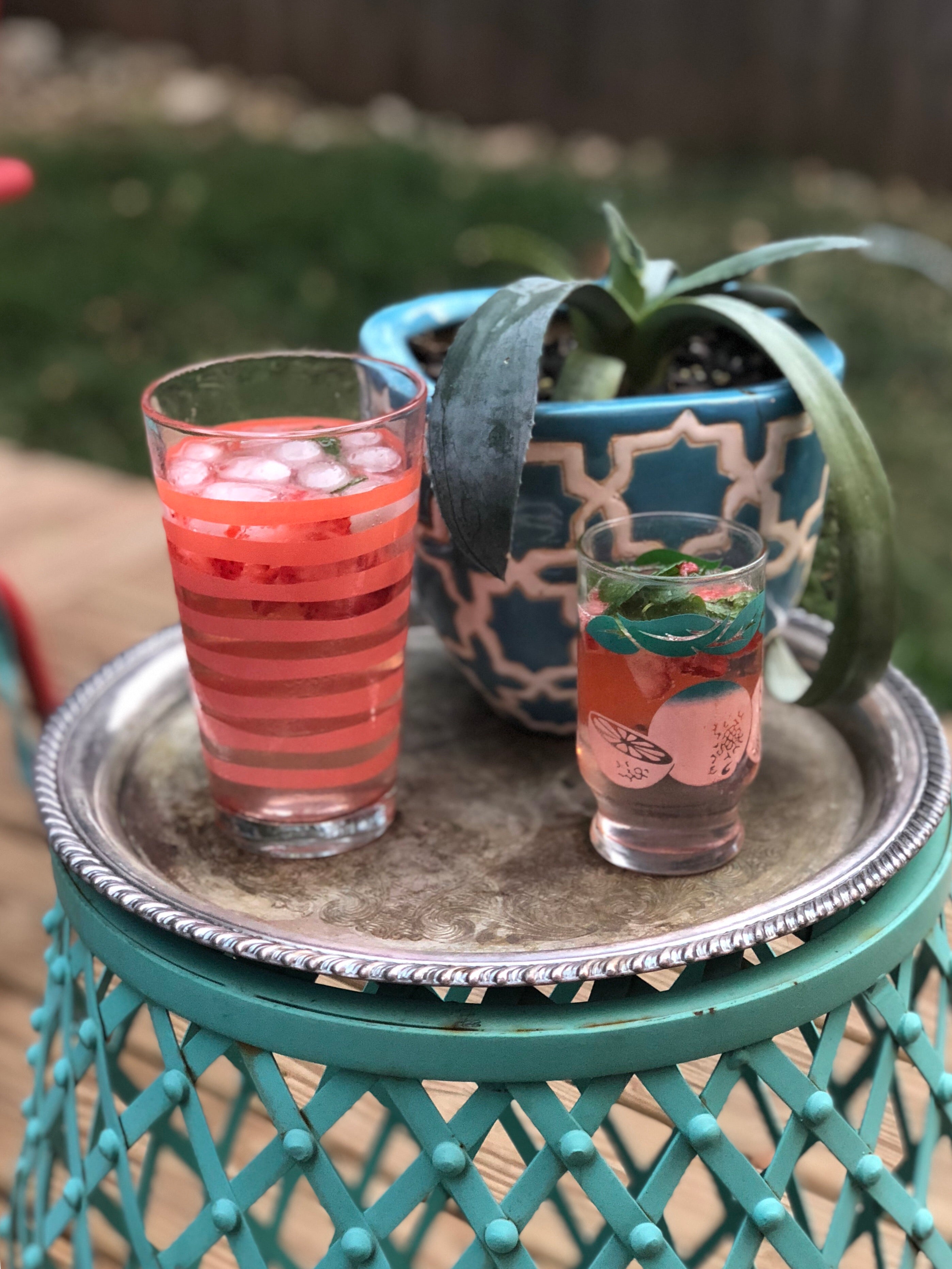 4 Striped Cocktail Tumblers