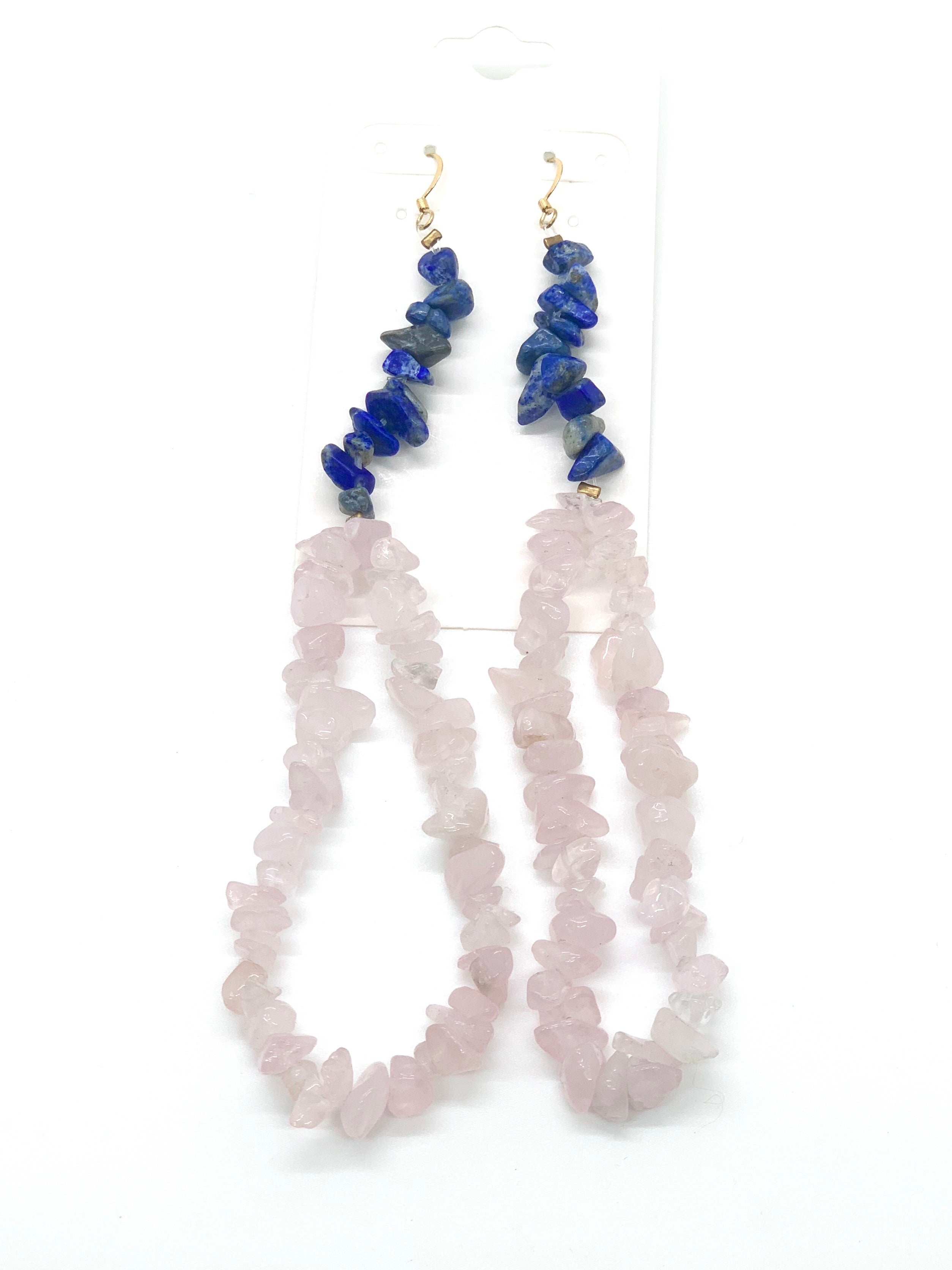 Avalanche Rose Quartz/Lapis Earrings