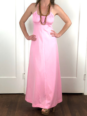 Pink Halter Maxi Dress - S