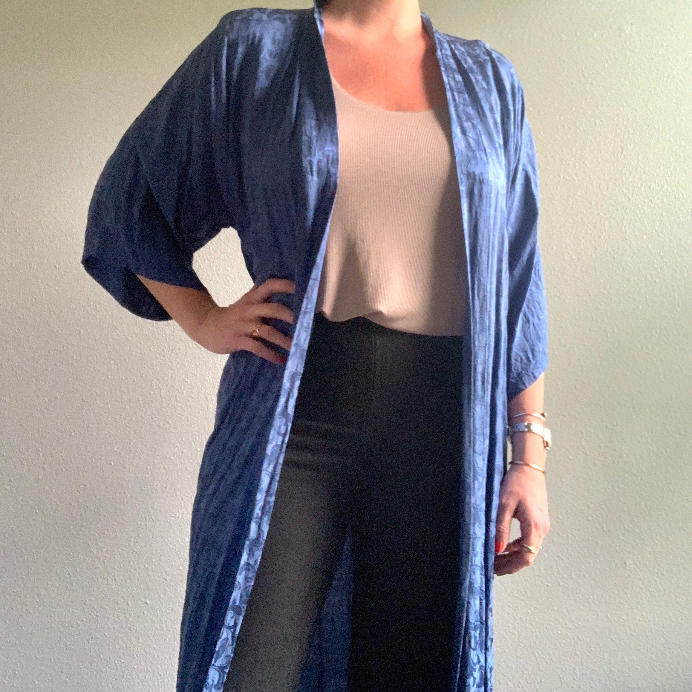 Blue Silk Kimono Robe