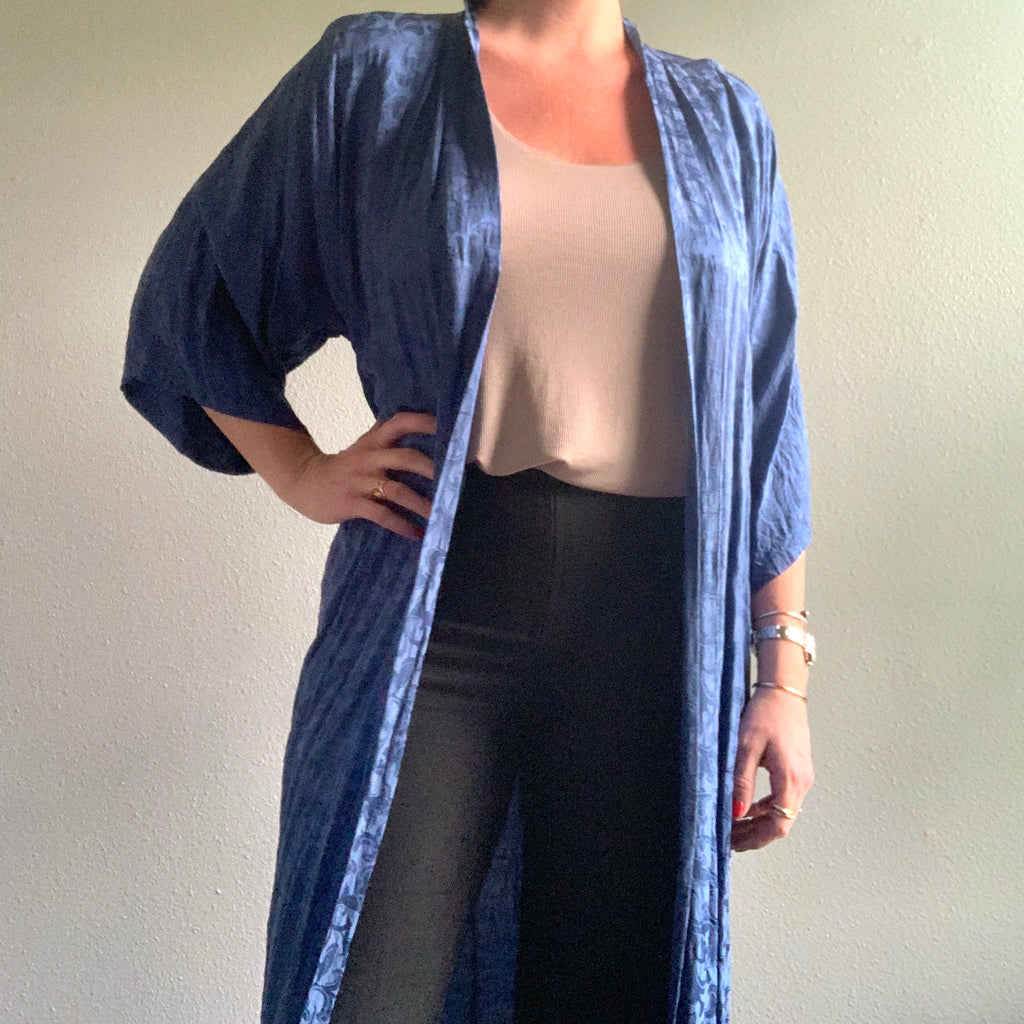 Blue Silk Kimono Robe