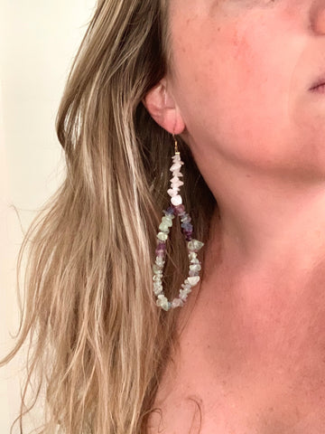 Avalanche Fluorite/Rose Quartz Earrings