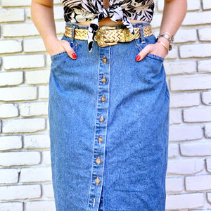 Vintage Midi Denim Skirt